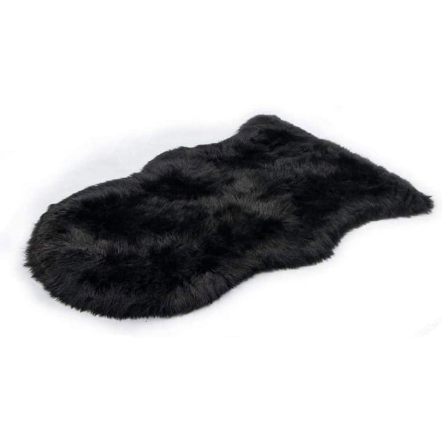 Black Sheepskin Floor Rug Faux Fur Skin Area Rugs Decorative Fluffy Carpet