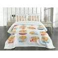 thumbnail image 3 of Ambesonne Cartoon Quilted Bedspread Set 3 Pcs, Funny Sleep Composition, King Size, Multicolor, 3 of 5