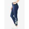 thumbnail image 3 of Woman Within Plus Size Petite Stretch-Cotton Knit Pull-On Embroidered Leggings, 3 of 6