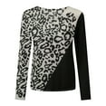 thumbnail image 4 of Pompotops T-Shirt à Manches Longues et Manches Longues en Patchwork Léopard pour Femmes, 4 of 9