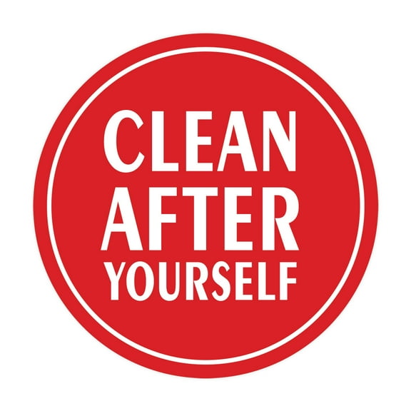 Signs ByLITA Circle Clean After Yourself Sign (Red) - Large