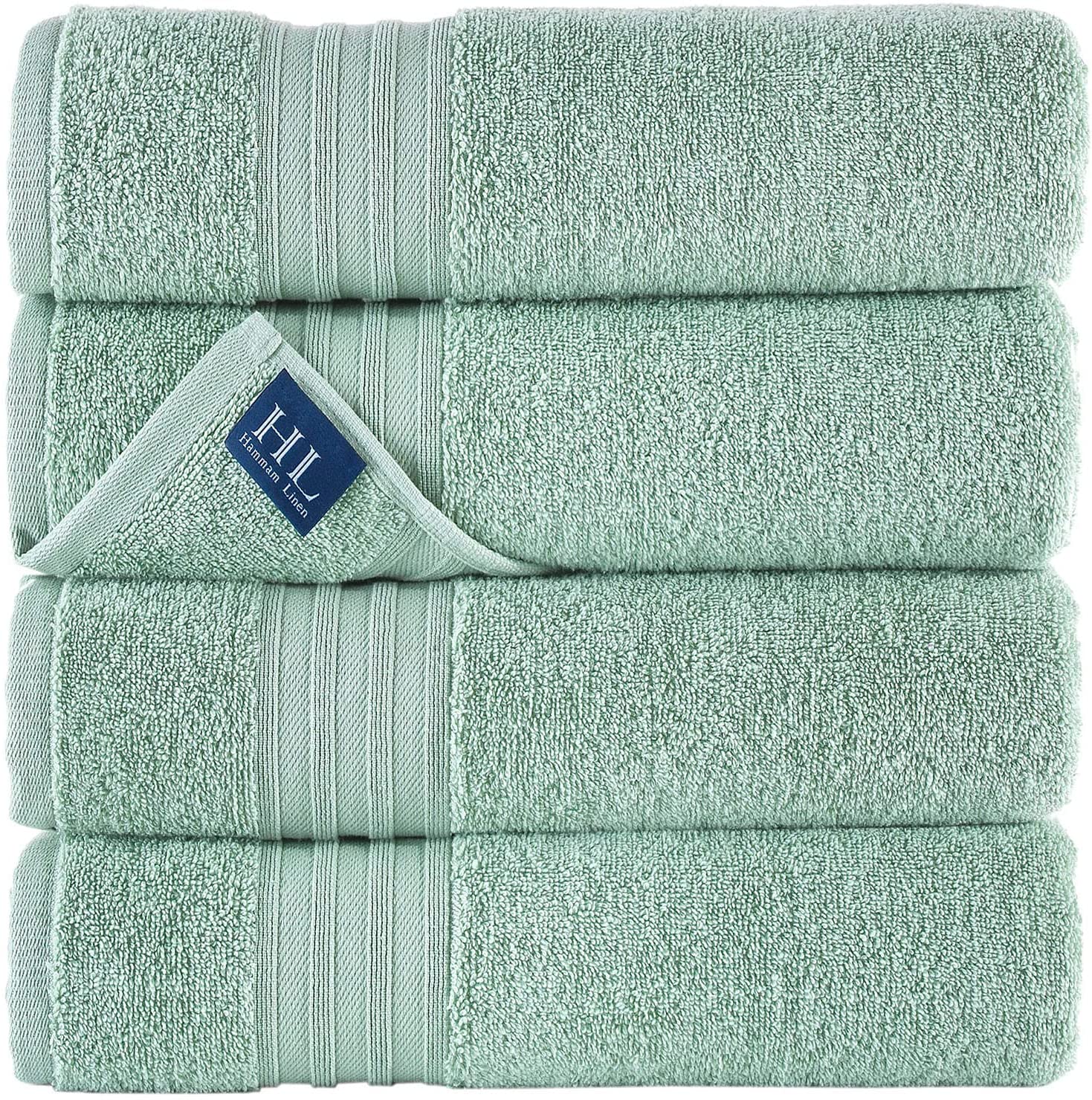 Hammam Linen Green Bath Towels 4Pack 27x54 Soft and Absorbent
