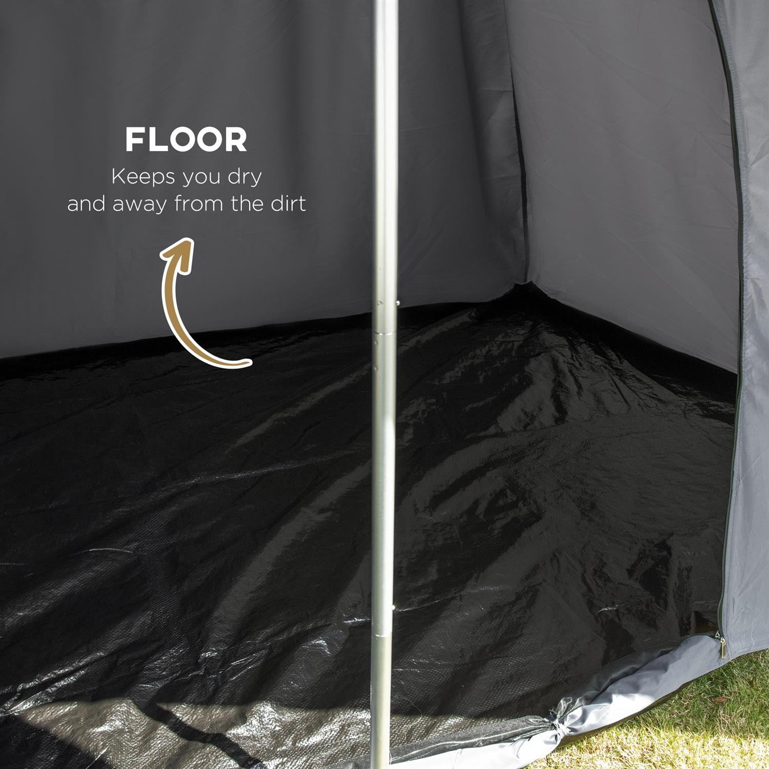 Demifill 2-3 Person Waterproof Teepee Camping Tent - Brown, 15.4'x15.4'x8.5' Size, With Porch Area, Floor & Carry Bag for Outdoor Activities