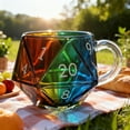 thumbnail image 6 of Rainbow Glass D20 Dice Mug, Polyhedral Dice Coffee Cup with Handle, Transparent Glass Game Mug for RPG Lovers, Fantasy Themed Gift for Game Night, Board Games Enthusiasts, 6 of 7