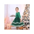 thumbnail image 4 of Sunny Fashion Girls Dress Green White Stripe Christmas Bow Tie Party Holiday 3/4 Sleeve 6 Years, 4 of 8