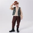 thumbnail image 2 of Toddler Boys Outfits 3Pc St Roleplay Suit Traditional Festival Clothing Embroider Suspender for Kids Size 4-5T, 2 of 5