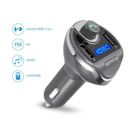 USB Car Bluetooth FM Radio Transmitter, Jelly Comb Wireless Bluetooth FM Transmitter Radio car auxiliary adapter Car Kit with Dual USB Charging Ports Hands Free Calling for iPhone,ipod,