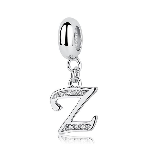 Dijes de plata de ley con letras del alfabeto Az, cuentas colgantes compatibles con pulseras Pandora, collares, joyería artesanal para mujer