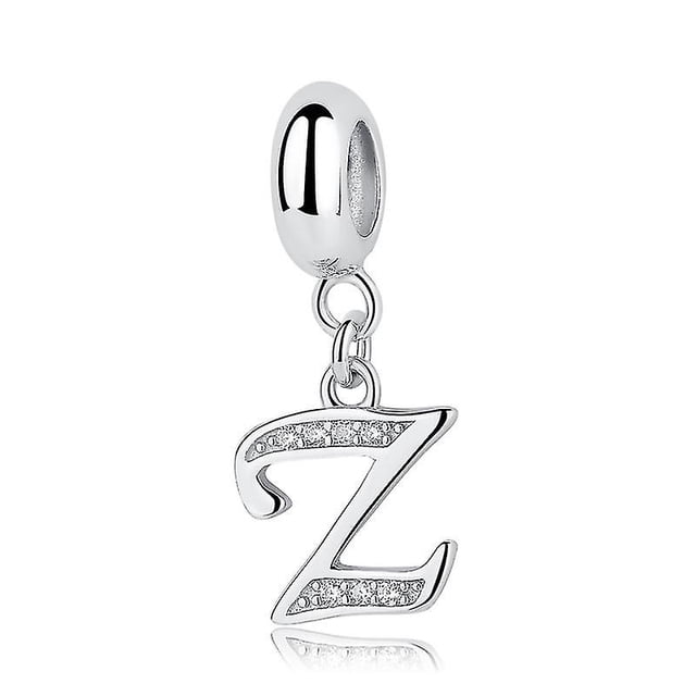 Dijes de plata de ley con letras del alfabeto Az, cuentas colgantes compatibles con pulseras Pandora, collares, joyería artesanal para mujer