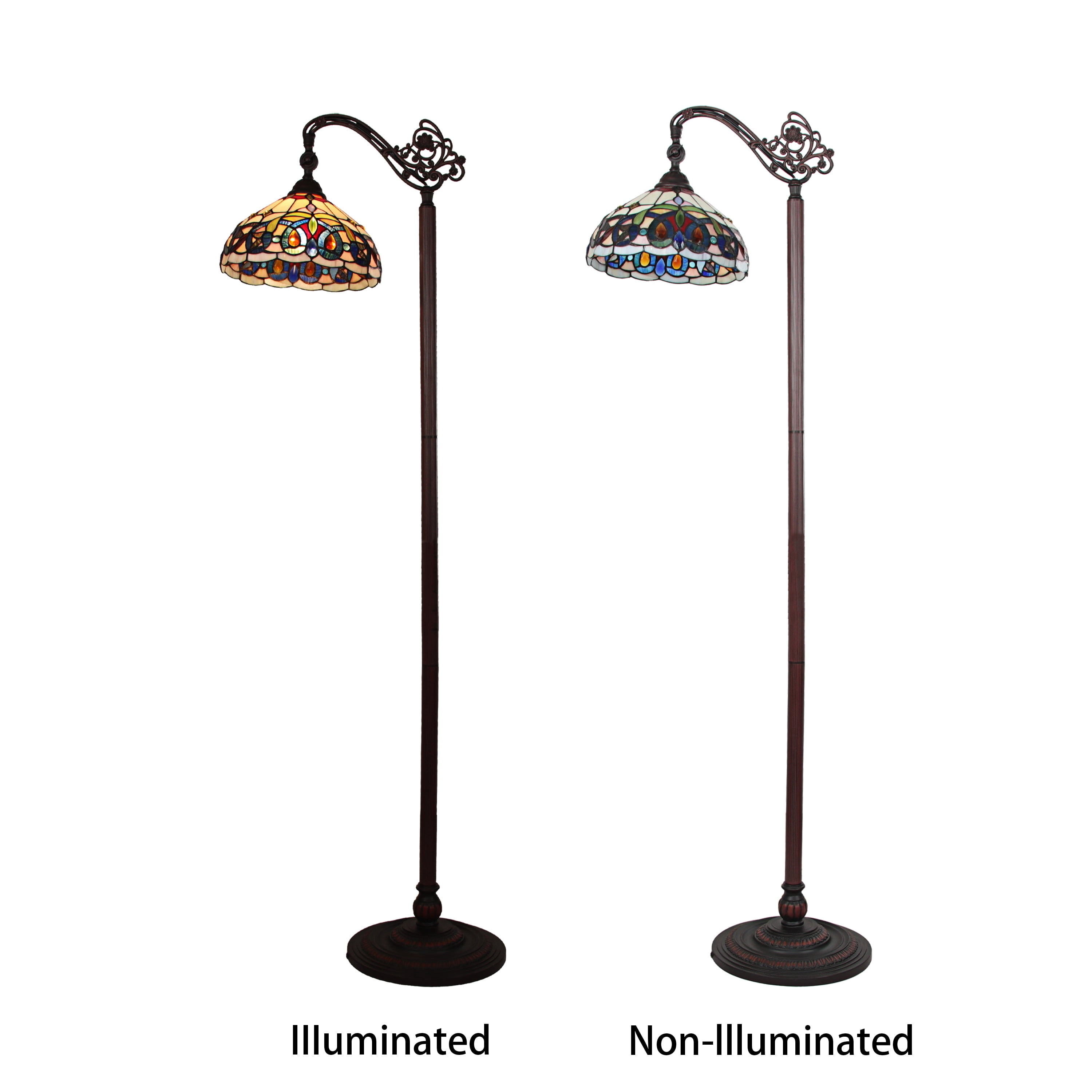 Radiance Goods Victorian Tiffany-Style Dark Bronze 1 Light Reading Floor Lamp 11" Wide/62" Tall