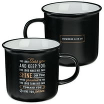 Christian Art Gifts Ceramic Camp Style Coffee & Tea Mug for Men & Women: Lord Bless You and Keep You - Numbers 6:24-26 Inspirational Bible Verse, Matted Large Beverage Cup, Black & Gold, 13 fl. oz.