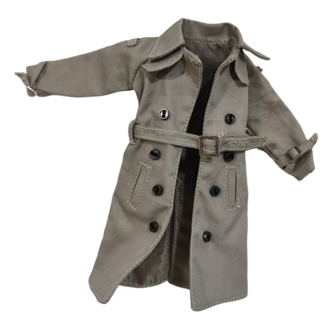 Gabardina elegante para figura de acción a escala 1/12, modelo a escala 1:12, doble botonadura, 6 pulgadas. Gris