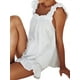 thumbnail image 5 of Conjunto de pijama de verano para mujer, 2 piezas, con volantes, sin mangas, camisetas holgadas y minipantalones cortos, ropa de estar por casa, 5 of 6