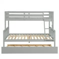 thumbnail image 6 of Twin Over Full Bunk Bed with Trundle, Solid Pine Wood Bunk Bed Frame with Slats and Ladders, No Box-Spring Needed, Grey, 6 of 7