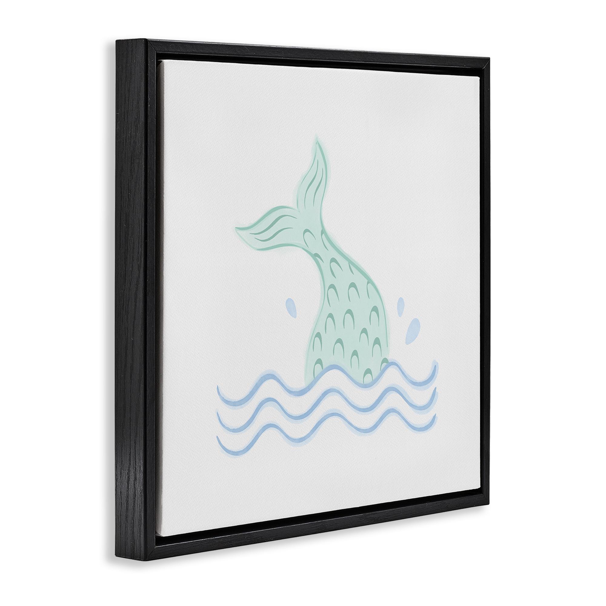 Stupell Industries Mermaid Tail in Water Fantasy & Sci-Fi Painting Black Floater Framed Canvas Art Print Wall Art, 18 x 18