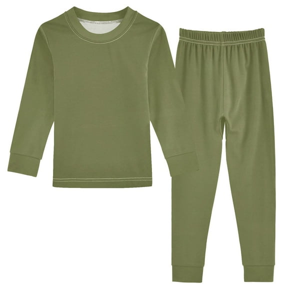 joogoo Grass Green 2 Piece Long Sleeve Tee and Pants Cotton Pajama Set 5Y