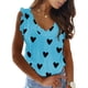 thumbnail image 2 of Blusa sin mangas con estampado de patrón en forma de corazón y cuello en V para mujer, blusa informal de moda sin mangas con volantes, 2 of 6