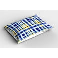 thumbnail image 2 of Ambesonne Yellow and Blue Pillow Sham 2 Pack, Scottish Tartan, 30"x20", Pale Violet Blue, 2 of 3