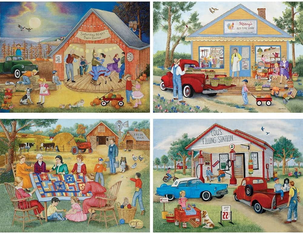 Bits And Pieces LARGE MULTIPACK ADULTS 300 Piece Jigsaw Puzzles, Folk Theme, 16 x 20 Inches