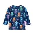 thumbnail image 4 of CCRFTGI Cute Shirts for Kids Girls Size 10-12 Summer 3/4 Sleeve Animal Print Tee Shirts Casual Loose Comdy Girls Fashion Crew Neck T-Shirts Dark Blue 3-4 Years, 4 of 4