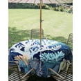 thumbnail image 3 of Outdoor Tablecloth with Umbrella Hole Zipper Summer Coastal Round Tablecloth 54" Waterproof Outside Table Cloth Ocean Oil Painting Coral Patio Table Cover Tablecloths for Picnic Party, 3 of 8