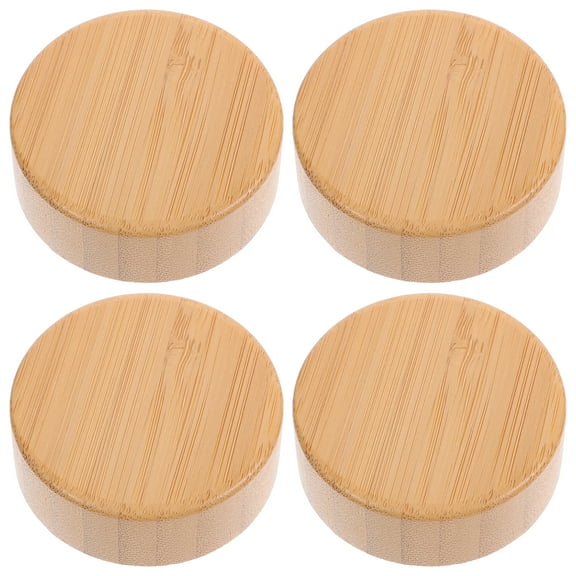 HEMOTON OUNONA 2pcs Bamboo Lids for Glass Spice Jars Bottle Covers with Widen Mouth Canning Lids Sealing Covers 41mm Inner Diameter