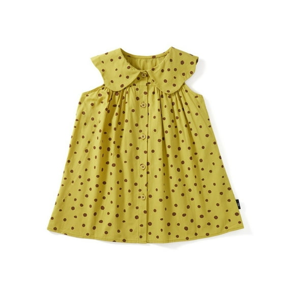 WOYY Toddler Girls Summer Dress Polka Dot Sleeveless Button-Up Dress, Sizes 3-4Y
