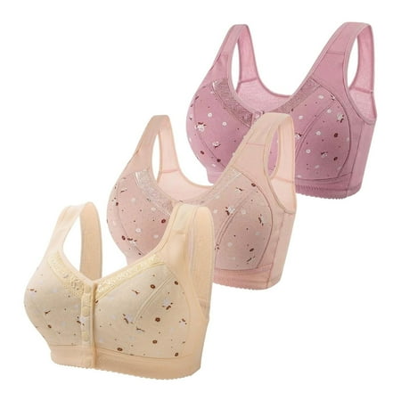Baodmurt No Underwire Bras Set for Women Lounge & Sleep Tie-Front Closure Lingerie  Underwear  Dark Pink+Little Pink+Beige 42B
