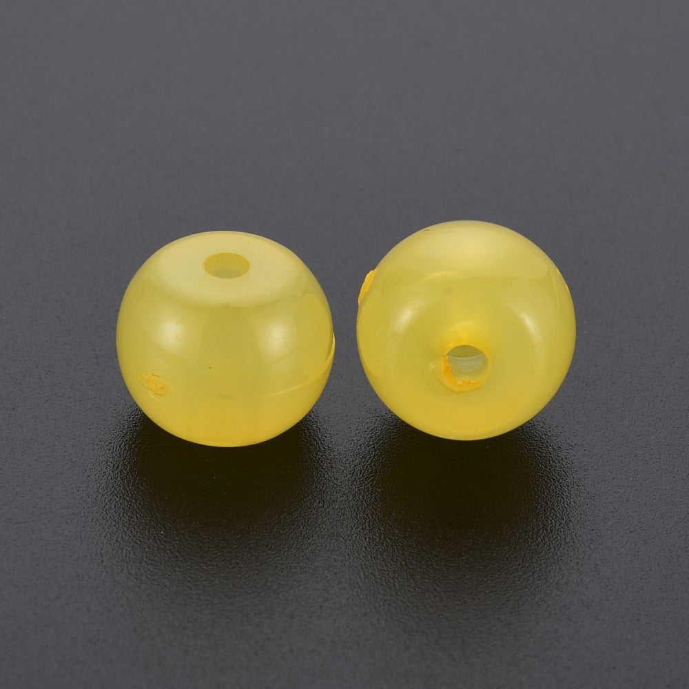 Imitation Jelly Acrylic Beads Barrel Yellow 13x10.5mm Hole: 2.5mm 375pcs/500g