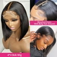 thumbnail image 2 of Straight Bob Wig Human Hair Wigs 4x4 Transparent Lace Frontal Wigs for Women Brazilian Remy Hair Wigs Pre Plucked Hairline 150% Density Natural color 14inch, 2 of 7
