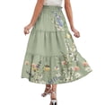 thumbnail image 4 of Women’s Bohemian Style Printed Maxi Skirt with Elastic Waist and Drawstring for Casual and Everyday Wear Mint Green 2XL, 4 of 6