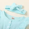 thumbnail image 6 of FRSASU Toddler Girl Solid Color Jumpsuit Ruffled Bodysuit + Infant Headband, 6 of 9