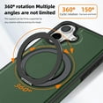 thumbnail image 3 of Compatible for iPhone 17 Stand Case, Slim Shockproof Protective Rotating Magnetic Ring Bracket Classic PU Leather Phone Cover for iPhone 17, Darkgreen, 3 of 7