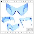 thumbnail image 2 of XL Oversized Rimless Shield Futuristic Wrap 80s Funky Robotic Sunglasses Blue, 2 of 8