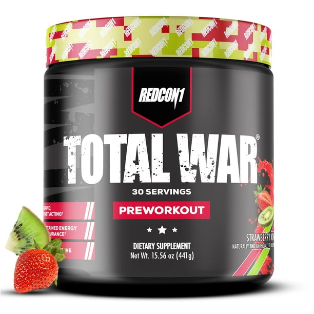 Redcon1 Total War PreWorkout Powder, Strawberry Kiwi, 15.56 oz (30