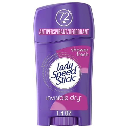 Lady Speed Stick Antiperspirant Deodorant for Women, 72 HR Sweat & Odor Protection, Invisible Dry, Shower Fresh Scent, 1.4 oz Stick