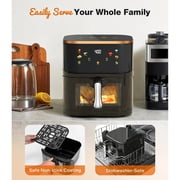 Air Fryer 8.45 QT Large Capacity, 1400W Healthy Cooker with 6 Presets, Digital LCD Touch Screen, Visual Cooking Window, Non-Stick Basket