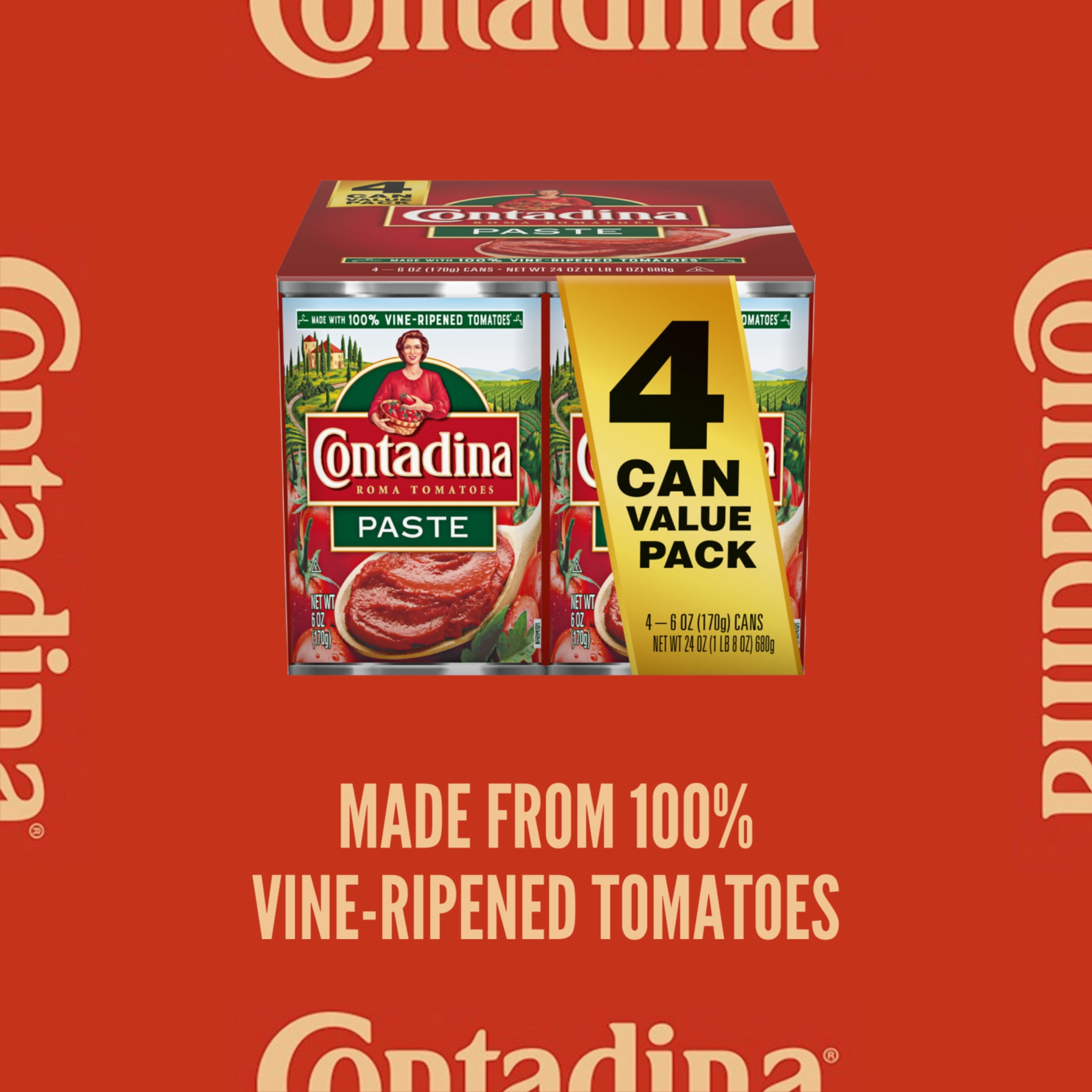 (2 pack) Contadina Tomato Paste, 6 oz Can (Pack of 4)