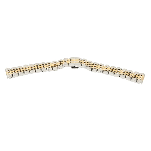 BIMZUC 14mm Two-Tone Stainless Steel Watch Band Replacement, Premium Adjustable Mesh Metal Strap Accessory with Butterfly Deployment Clasp, Fits Men Women, 7.1 inches / 180mm