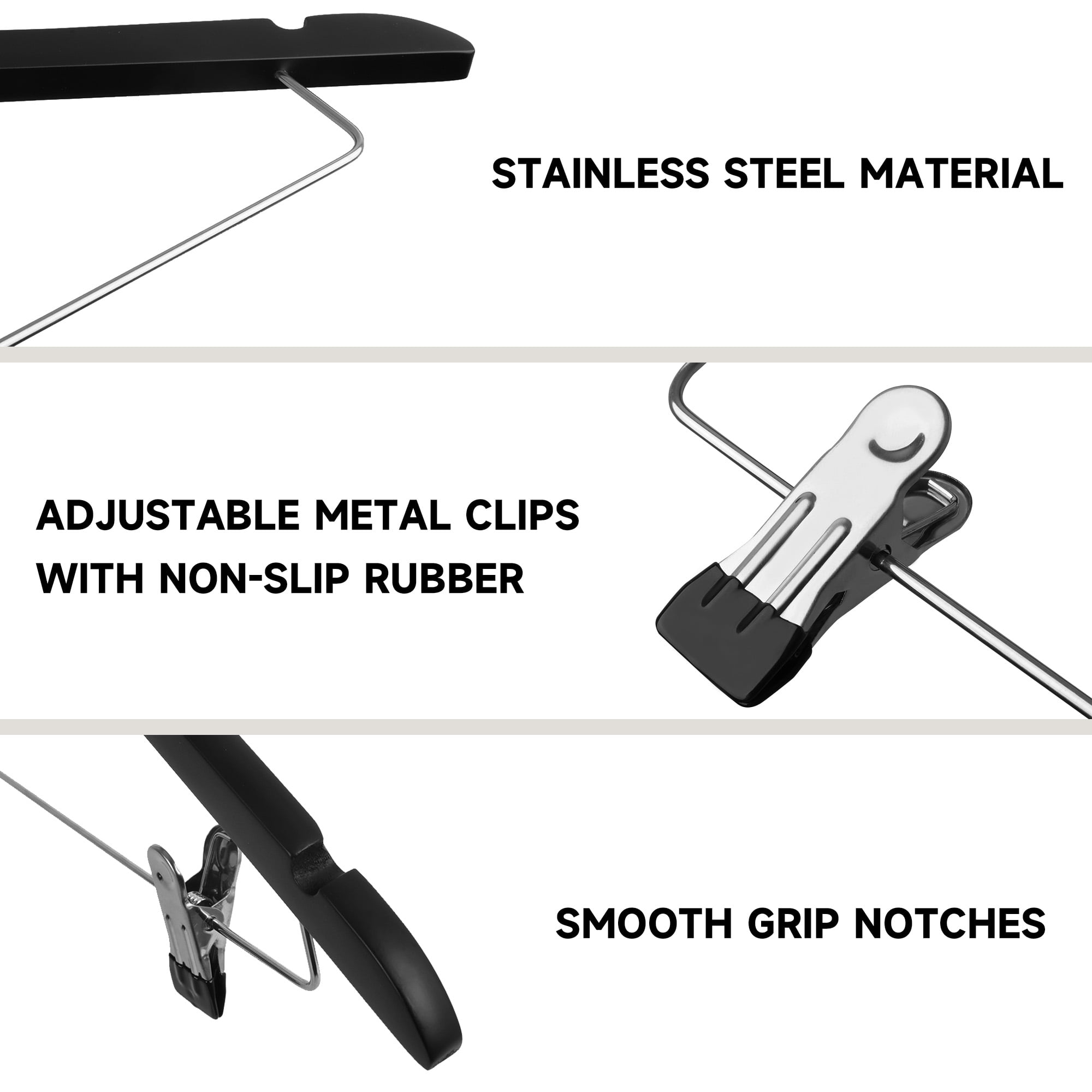 BP4U 72-Pack Premium Wooden Clothes Hangers with Clips, Solid Wood Skirt/Pant Hangers with Adjustable Clips for Suits, Dresses, Coats, Jackets, Trousers(Walnut)