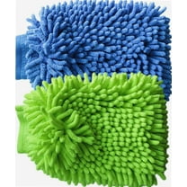Car Wash Mitt 2 Pack Chenille Microfiber Washing Mitts Ultra-soft Chenille Mitt Gloves Cleaning Cloth Car Wash Mop for Car Cleaning(1 Green 1 Blue)