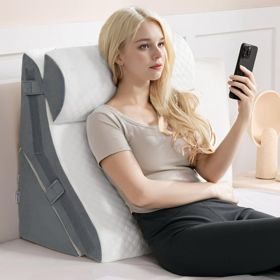 Ganondorf 3-IN-1 Wedge Pillow Orthopedic Bed Wedge Pillows Set Adjustable Memory Foam Pillow for Acid Reflux Relief Ergonomic Incline Reading Pillow for Back Pain GERD