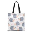thumbnail image 1 of JSDART Canvas Bag Resuable Tote Grocery Shopping Bags Colorful Forest Cute Hedgehog Pattern Heart Tote Bag, 1 of 1
