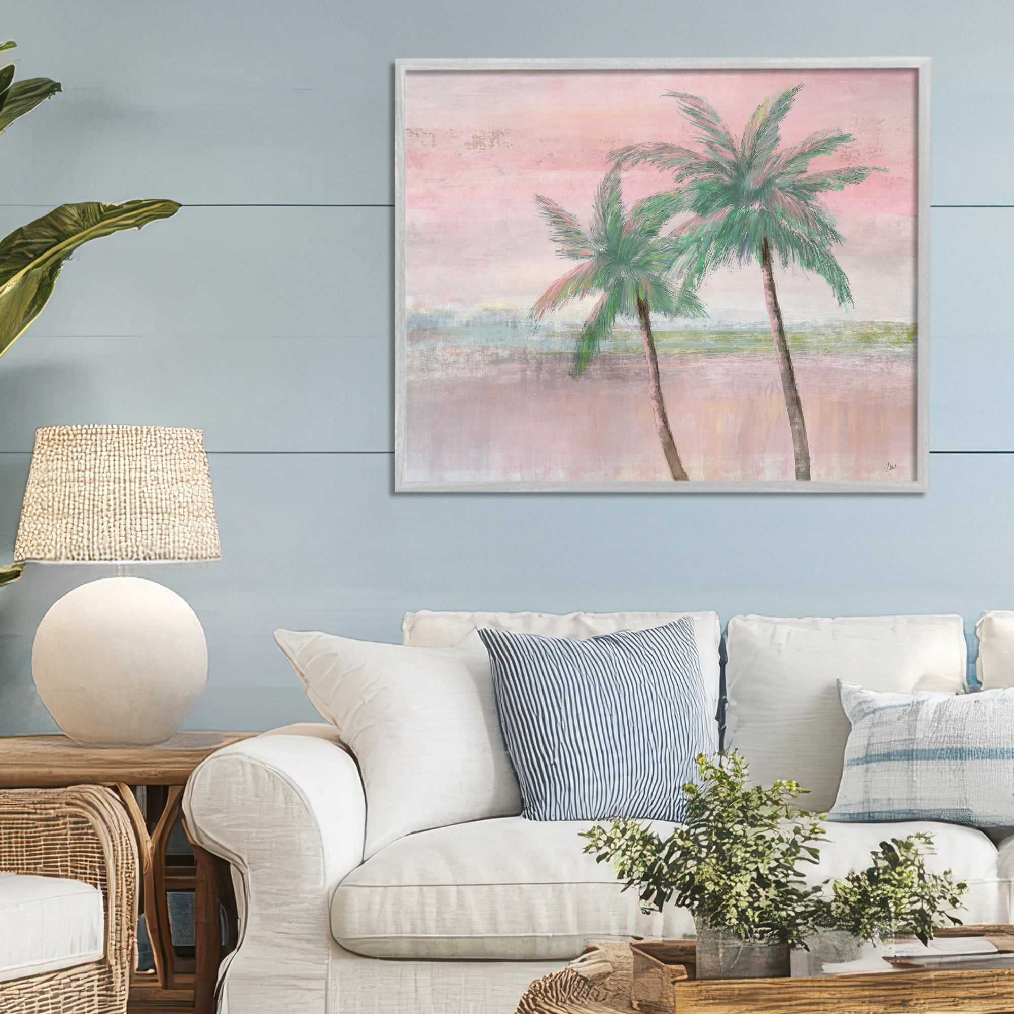 Stupell Industries Sunset Palms at Dusk Gray Framed Giclee Art, design by Nan
