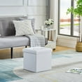 thumbnail image 2 of VECELO 15" Folding Storage Ottoman Bench, Faux Leather Footrest Couch for Living Room Bedroom Hallway, White, 2 of 10