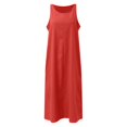 thumbnail image 4 of Sngxgn Women's Casual Loose Sundress Long Dress Sleeveless Split Maxi Dresses Summer Beach Dress with Pockets(Red,M), 4 of 5