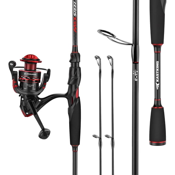 KastKing Twin Tip Spinning Fishing Rod and Reel Combo, 2000 Reel, 6' M,IM6 Graphite, 2-Piece Max Steel