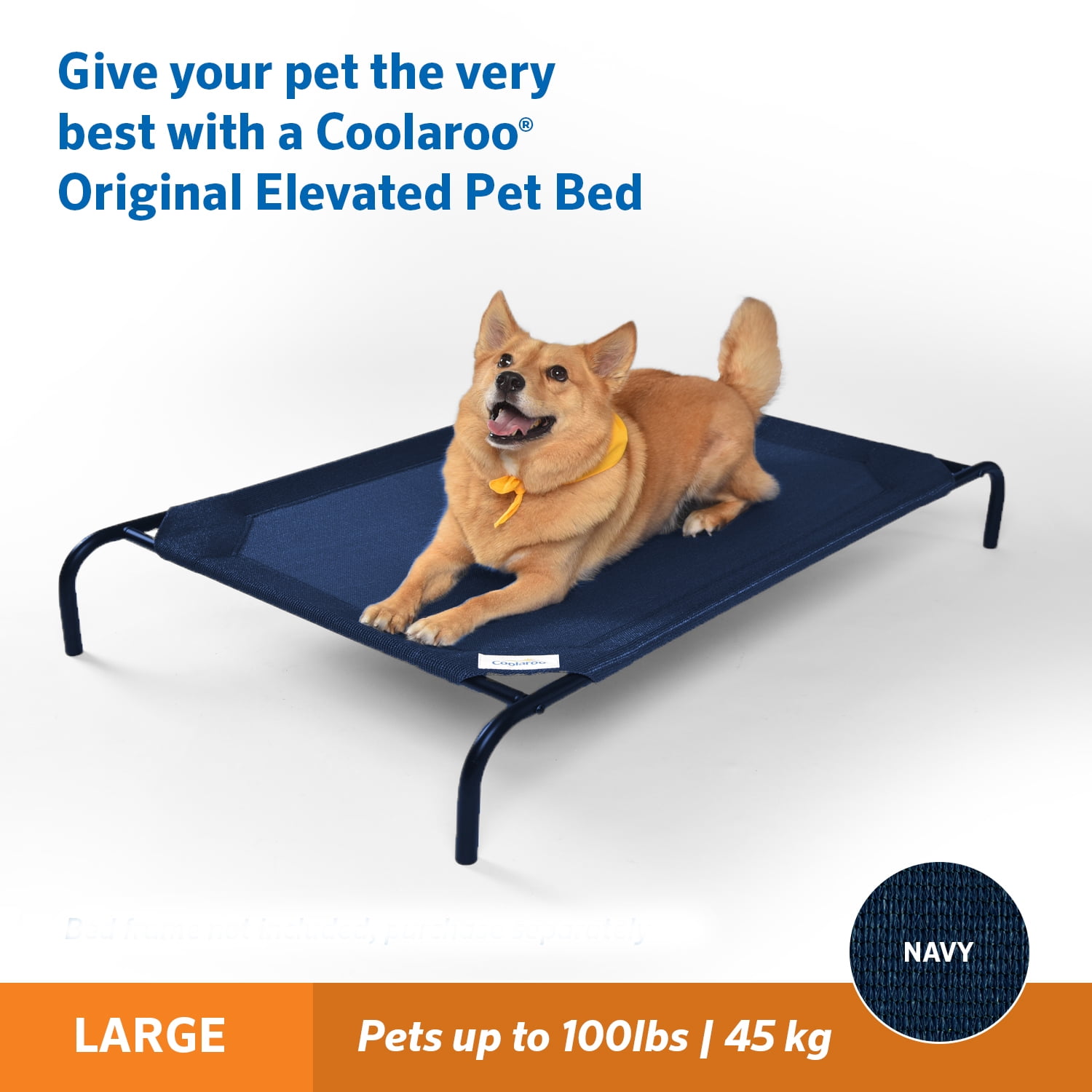 The Original Coolaroo Elevated Pet Dog Bed Replacement Cover, Large, Navy Blue