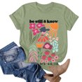 thumbnail image 3 of XIAONU Floral Letter Print T Shirt for Women Crew Neck Short Sleeve Casual Daily Tees, 3 of 3
