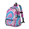 thumbnail image 2 of Pink and Blue Tie Dye Pattern Backpack for School, Cute School Bag with Adjustable Shoulder Straps and Padded Back, 13.4"x11"x4.7", 2 of 5
